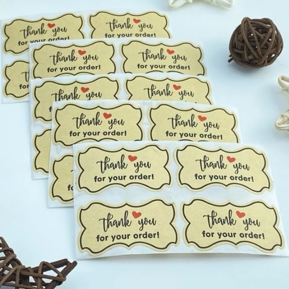 Other - NWT Rustic Thank You for Your Order Labels / Stickers with Red Heart